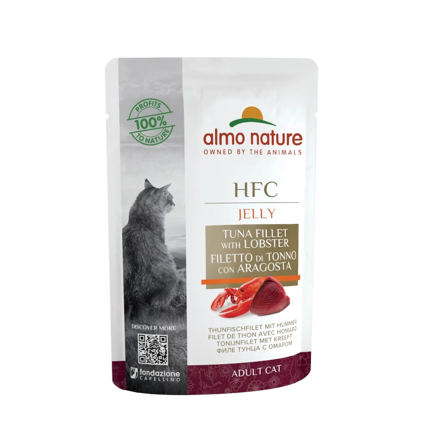 55 g Almo Nature HFC Atún con Langosta en Gelatina sobre para gatos