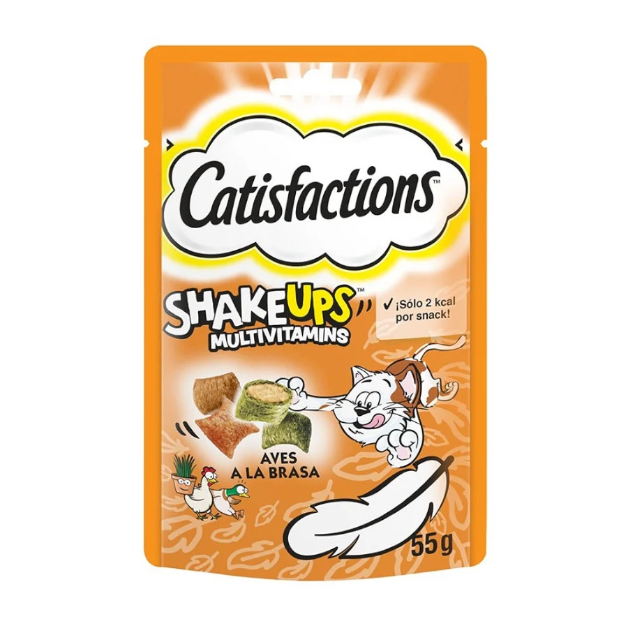 55 g Catisfactions Bocaditos ShakeUps Aves a la Brasa para gatos