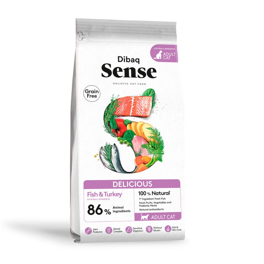 6 kg Dibaq Sense Delicius Grain Free Adult Pescado y Pavo pienso para gatos