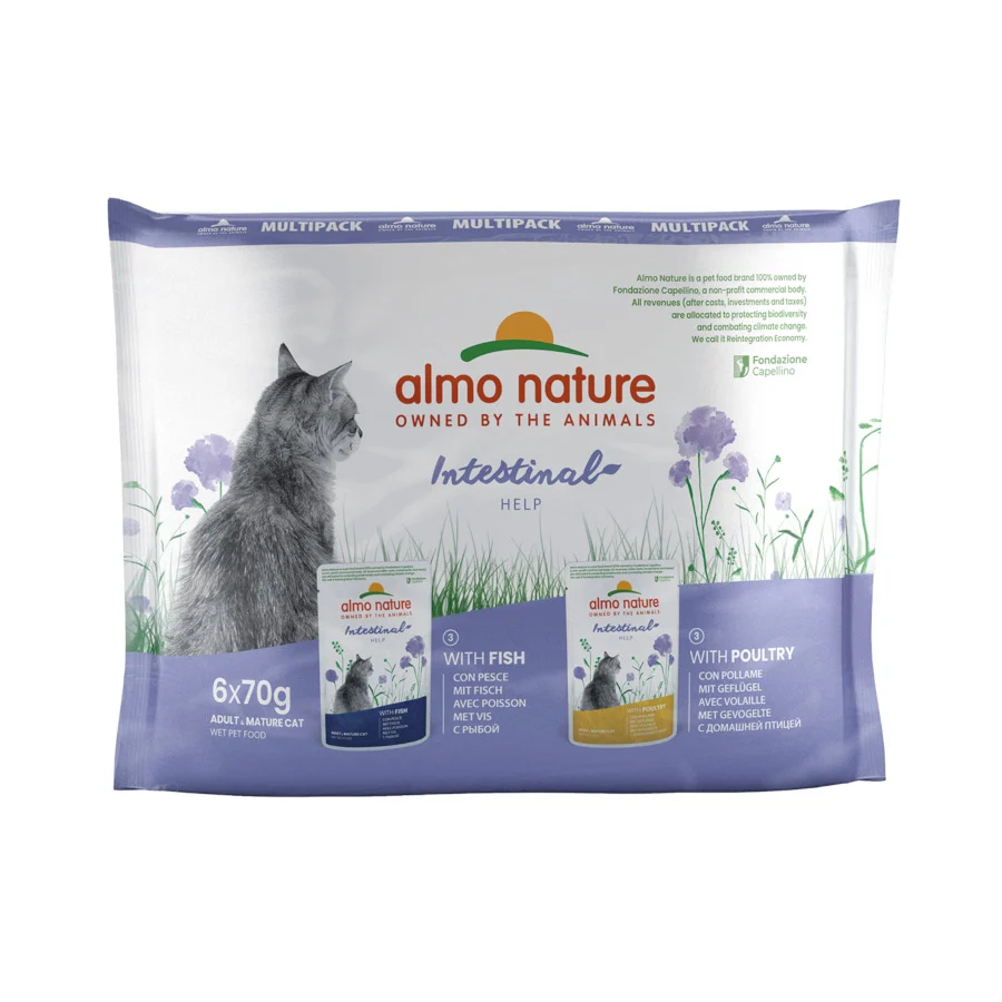 6 sobres x 70 g Almo Nature Intestinal Help Pescado y Aves sobre para gatos