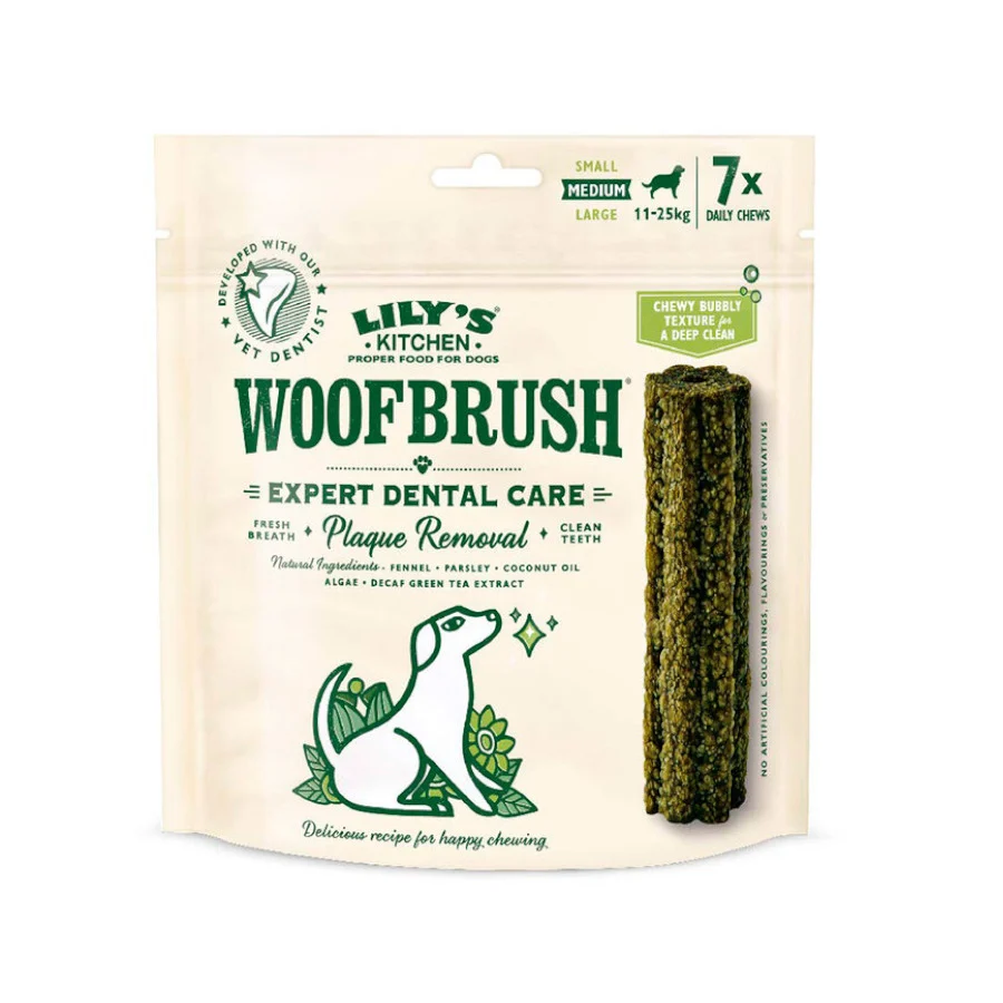 7 barritas Lily's Kitchen Snacks Dentales Woofbrush Medium para perros