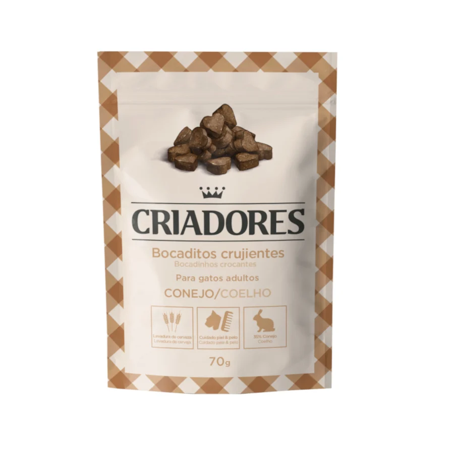 70 g Criadores Bocaditos Crujientes de Conejo para gatos