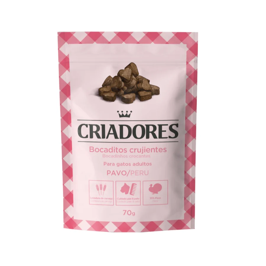 70 g Criadores Bocaditos Crujientes de Pavo para gatos