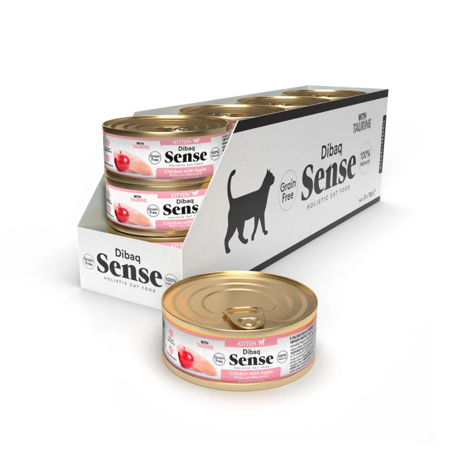 70 g Dibaq Sense Grain Free Kitten Pollo y Manzana lata para gatos - Image 2