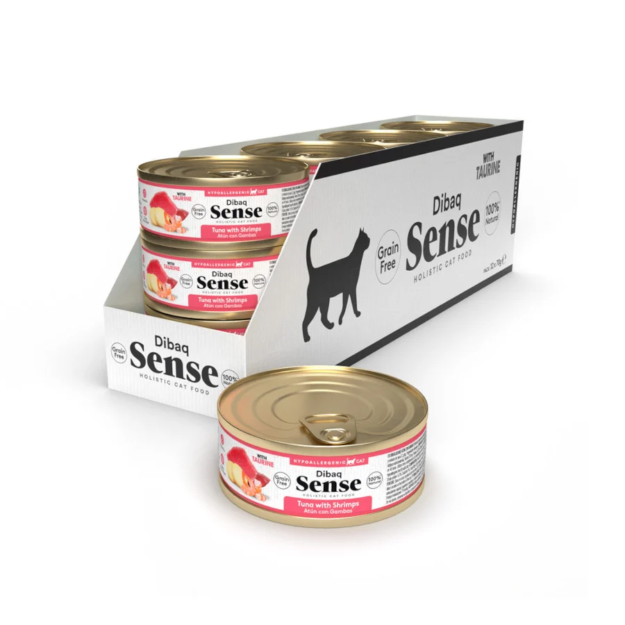 70 g Dibaq Sense Grain Free Sterilized Adult Atún con Gambas lata para gatos - Image 2