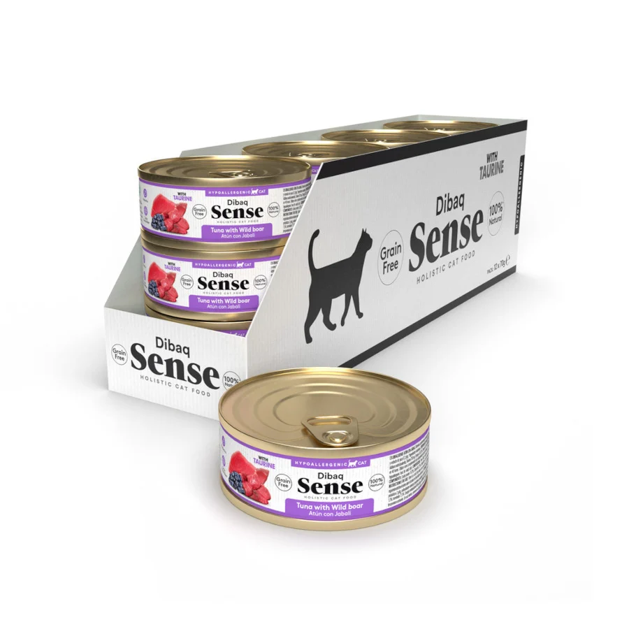 70 g Dibaq Sense Hypoallergenic Grain Free Atún y Jabalí lata para gatos - Image 2