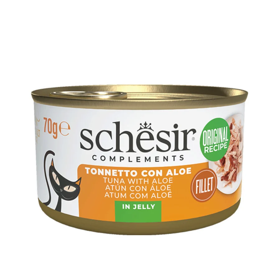 70 g Schesir Filetes de Atún con Aloe en Gelatina lata para gatos