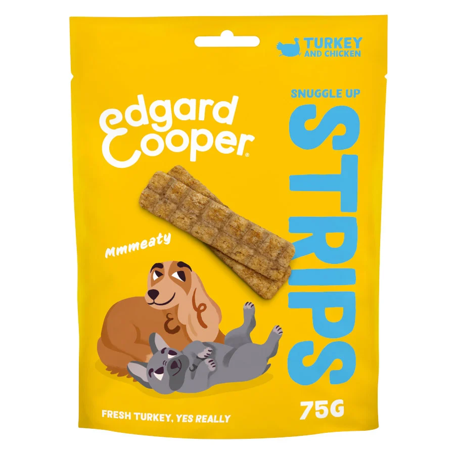75 g Edgard & Cooper Tiras de Pavo y Pollo snack para perros