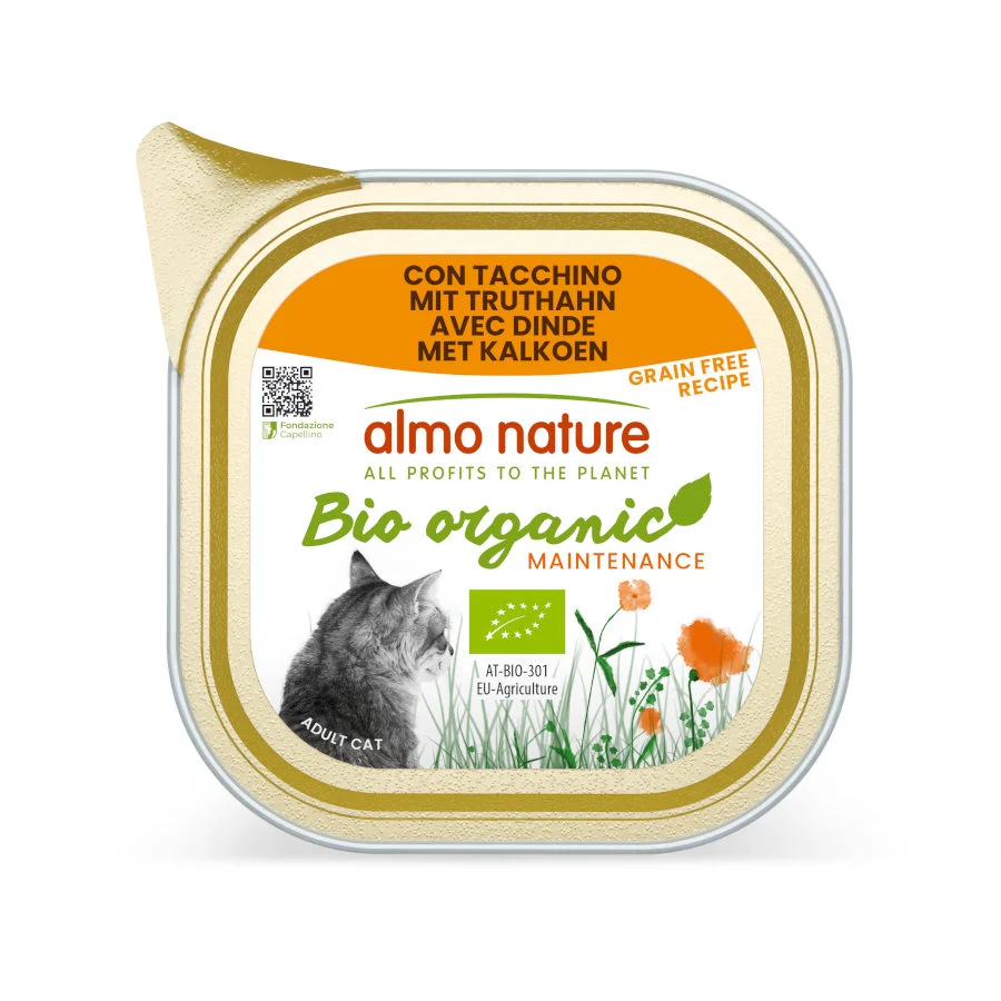 85 g Almo Nature Bio Organic Maintenance Grain Free Pavo tarrina para gatos