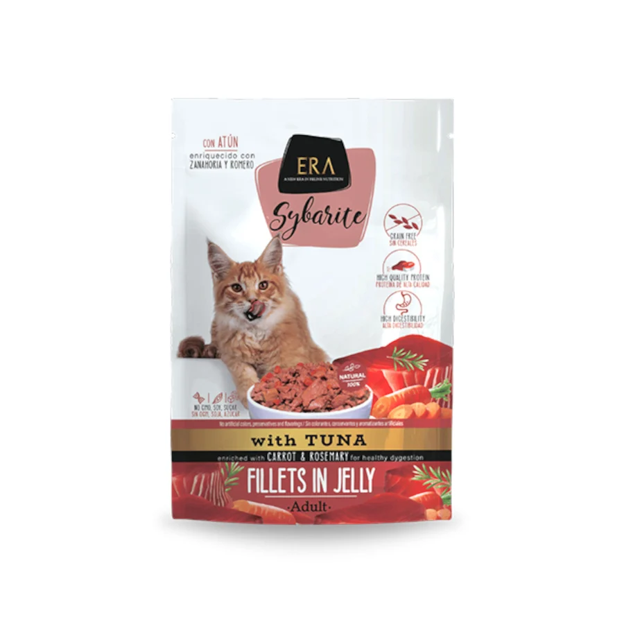 85 g ERA Sybarite Adult Atún Filetes en Gelatina Sobre para gatos