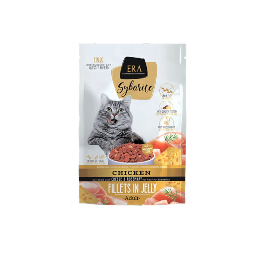 85 g ERA Sybarite Comida Húmeda Con Pollo, Queso y Romero para gatos adultos