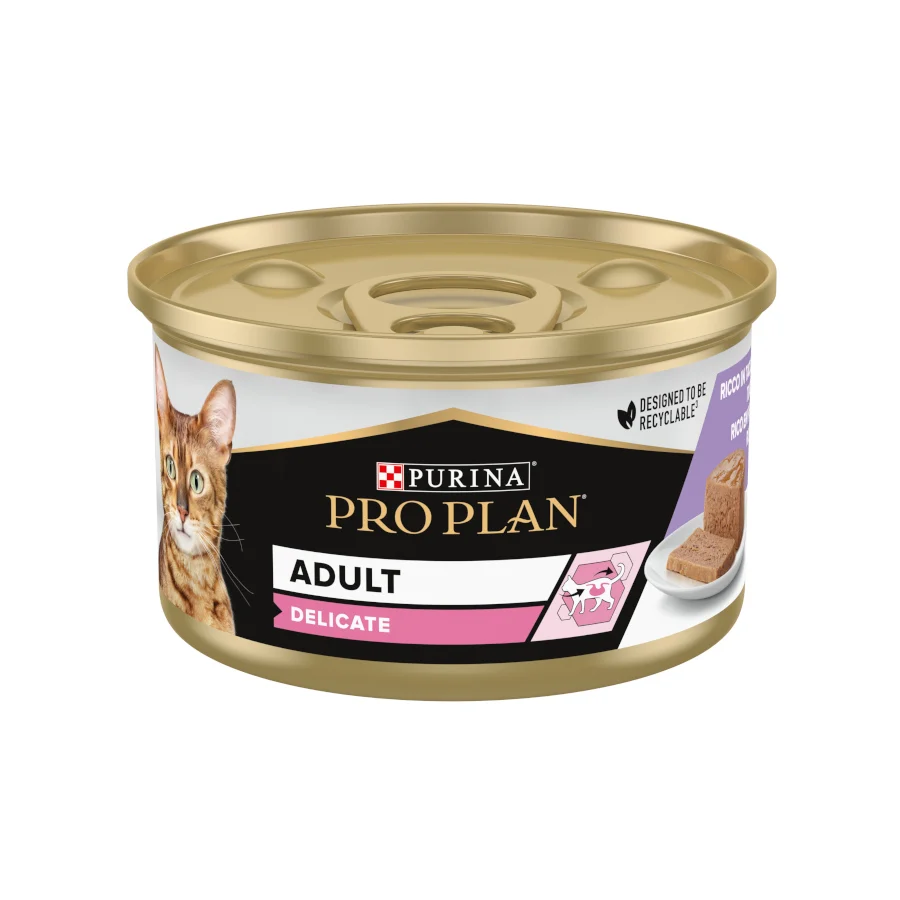85 g Pro Plan Delicate Mousse rico en pavo para gatos