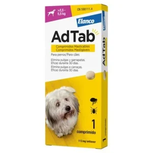 AdTab pastillas antiparasitarias para perros de 2,5 a 5,5 kg 1 comprimido