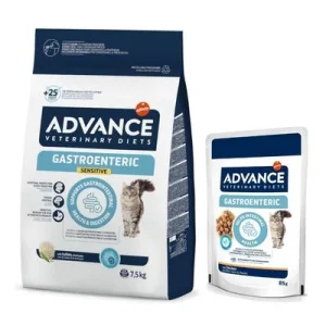 Advance Veterinary Diets pienso para gatos + comida húmeda ¡gratis! Gastro Sensitive (7,5 kg) + Gastroenteric (12 x 85 g)