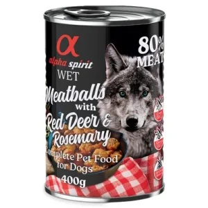 Alpha Spirit Albóndigas para perros 6 x 400 g Ciervo rojo y romero
