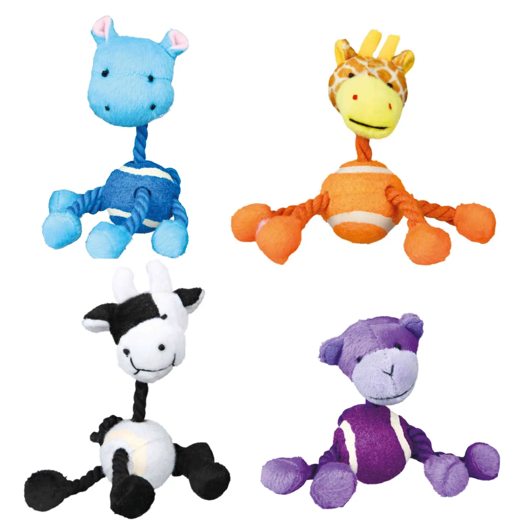 ANIMALES TRIXIE CON SOGA Y PELOTA 16 CM