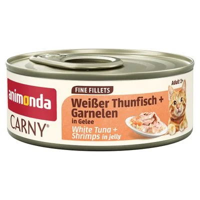 animonda Carny Adult Fine Fillets en gelatina 12 x 60 g Atún blanco y gambas