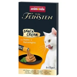 animonda Vom Feinsten Adult Snack en crema para gatos 6 x 15 g con pollo + hierba para gatos