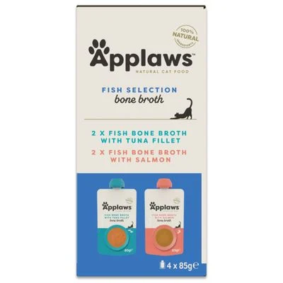 Applaws Caldo de hueso de pescado 4 x 85 g Selección de pescado (2 variedades)