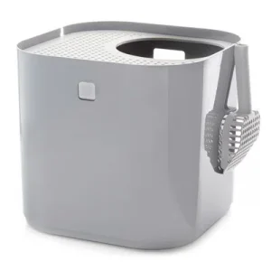 Arenero cubierto Modkat para gatos Gris
