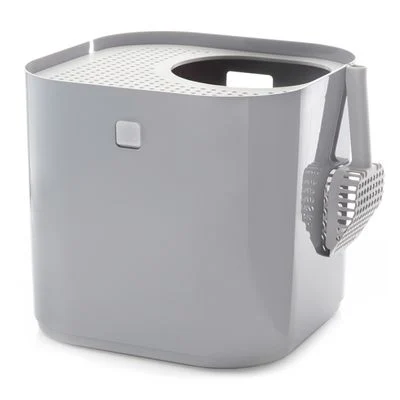 Arenero cubierto Modkat para gatos Gris