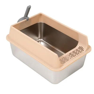 Arenero TIAKI de acero inoxidable para gatos plata