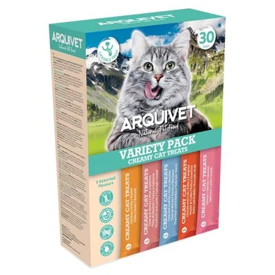 Arquivet Creamy Cat Treats Snack Cremoso para gatos - Pack mixto 5 variedades (30 x 14 g) - Pack mixto