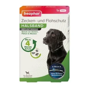 beaphar Collar reflectante antigarrapatas y antipulgas para perros aprox. 65 cm de circunferencia del cuello