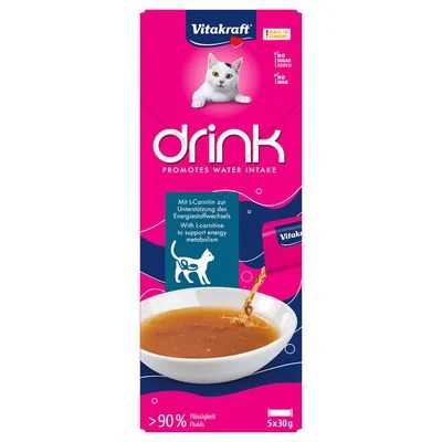 Bebida Vitakraft con salmón y L-carnitina para gatos 5 x 30 g