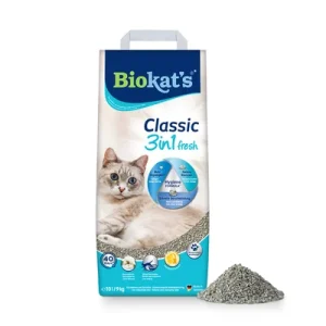 Biokat's Classic Fresh 3 en 1 arena aglomerante aroma a algodón 10 l