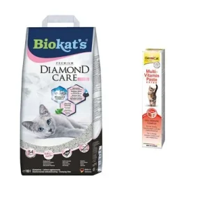 Biokat's DIAMOND CARE Fresh 10 l + GimCat Multi-Vitamin-Extra 50 g ¡gratis! Arena aglomerante (10 l) + GimCat Multi-Vitamin-Extra (50 g)