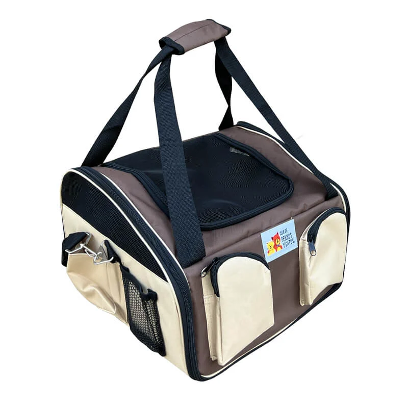 Bolso Transporte con Bolsillos Café con Beige