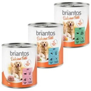 Briantos Delicious Paté 6 x 800 g Pack mixto: pescado, cordero y vacuno