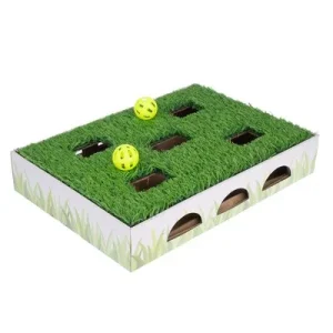 Caja de caza TIAKI con césped juguete para gatos 40 x 28 x 7 cm (L x An x Al)