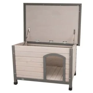 Caseta de madera Trixie Natura Classic de techo plano para perros S-M, gris: 85 x 60 x 58 cm (An x P x Al)