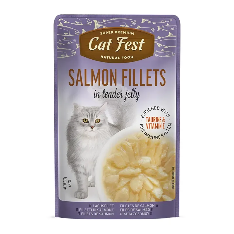 Cat Fest Filetes de Salmón en Gelatina 70 Gr