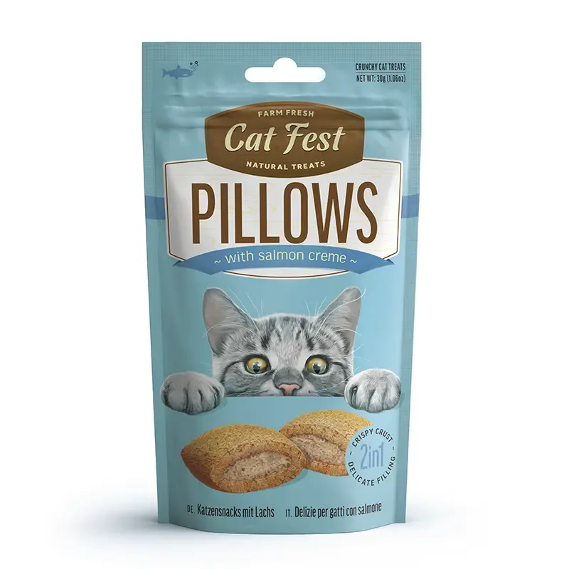 Cat Fest Pillows Snack Relleno de Crema de Salmón 30 Gr
