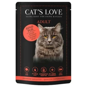 Cat's Love 12 x 85 g comida húmeda para gatos Vacuno puro