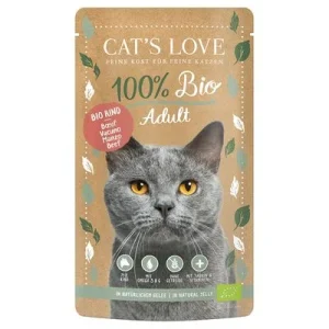 Cat's Love Bio 6 x 100 g comida húmeda ecológica para gatos Vacuno ecológico