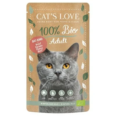 Cat's Love Bio 6 x 100 g comida húmeda ecológica para gatos Vacuno ecológico
