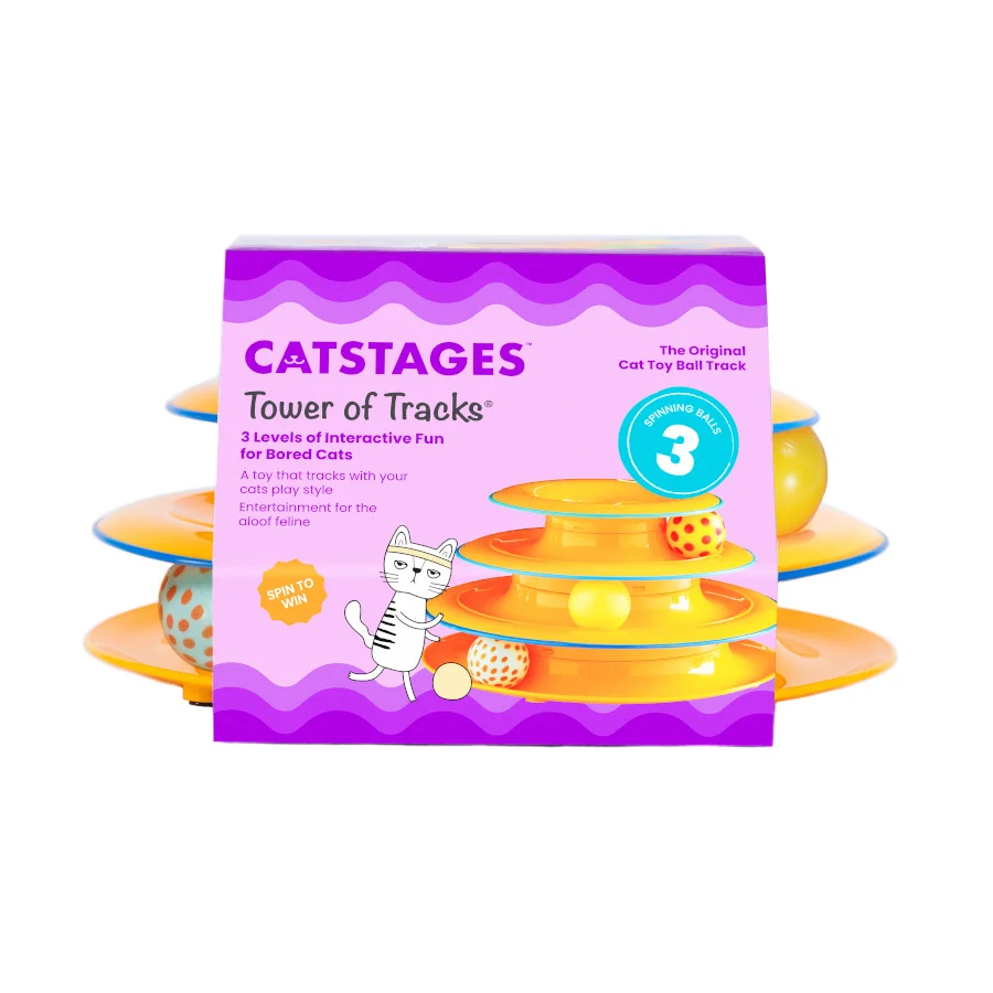 Catstages Nina Ottosson Tower of Tracks Juguete Interactivo con Pelotas para gatos