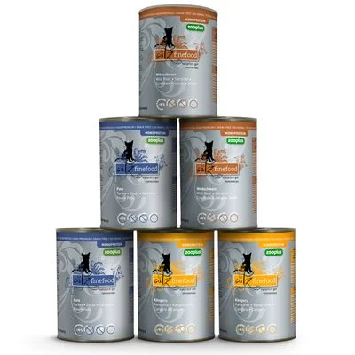 catz finefood Monoprotein zooplus 6 x 400 g - Pack mixto 3 variedades (pavo, canguro, jabalí)