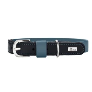 Collar HUNTER Wolmar BioThane®, azul ahumado/negro Talla M: 55 cm x 24 mm (L x An)