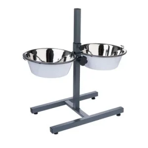 Comedero doble TIAKI con soporte ajustable 2 x 875 ml, 17 cm de diámetro