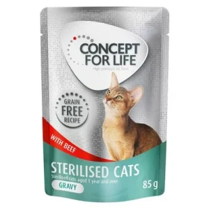 Concept for Life Sterilised Cats sin cereales con vacuno en salsa 12 x 85 g