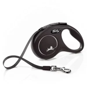 Correa extensible flexi Classic con cinta, negra, 5 m S: hasta 15 kg