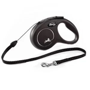 Correa extensible flexi New Classic con cordón de 5 m Negro S