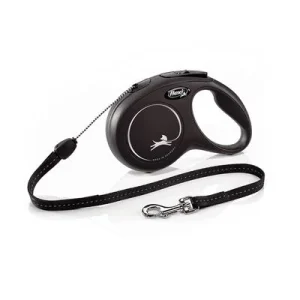 Correa extensible flexi New Classic con cordón de 8 m flexi New Classic Correa de cuerda S negra, 8 m