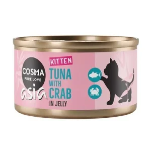 Cosma Asia Kitten en gelatina 12 x 85 g - Pack Ahorro Atún con carne de cangrejo