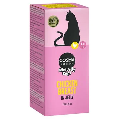 Cosma Mini Jelly Cups 24 x 25 g snack para gatos - Pack Ahorro Pechuga de pollo
